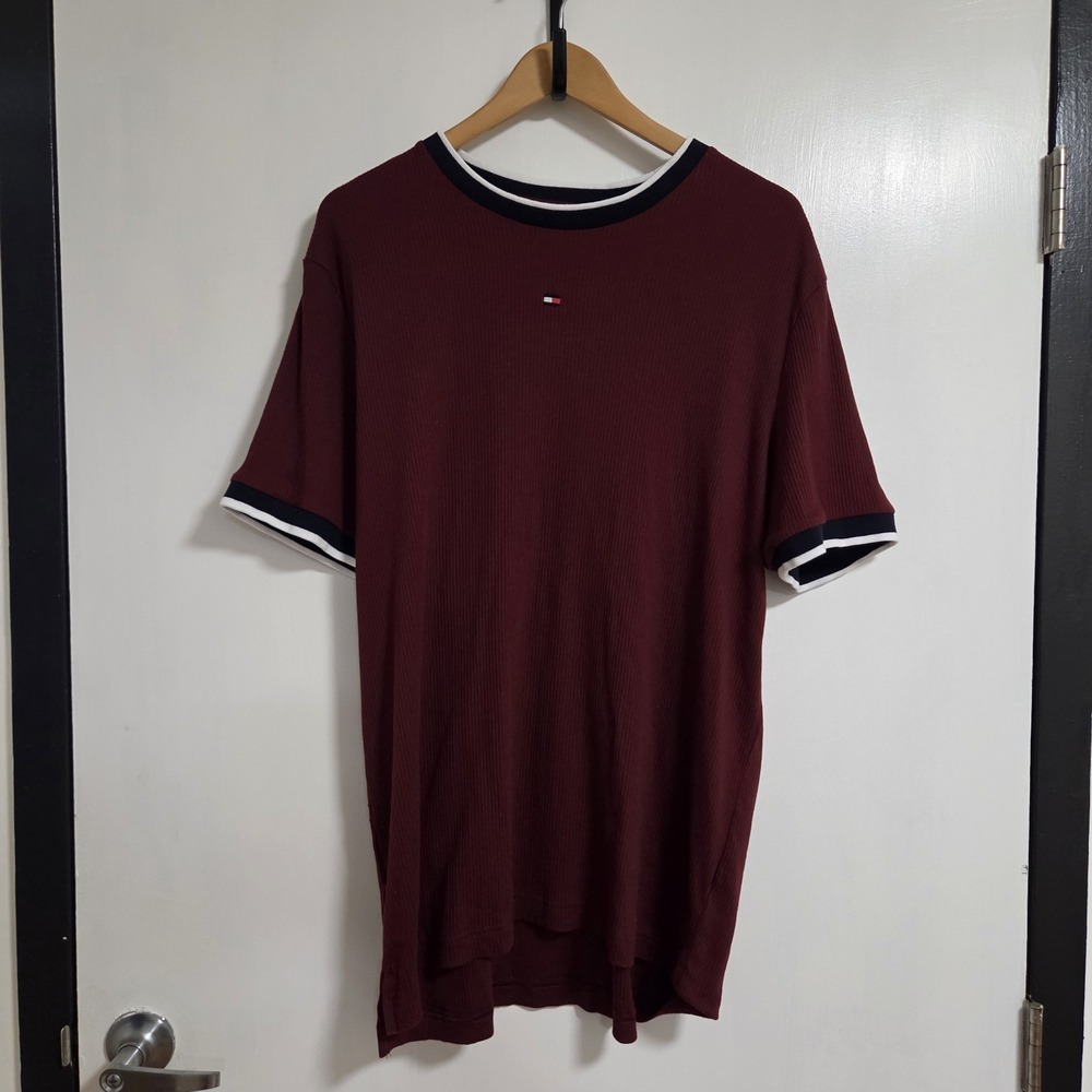 Tommy Hilfiger Two‎ Piece Ribbed Pajama Set Burgundy Size Large